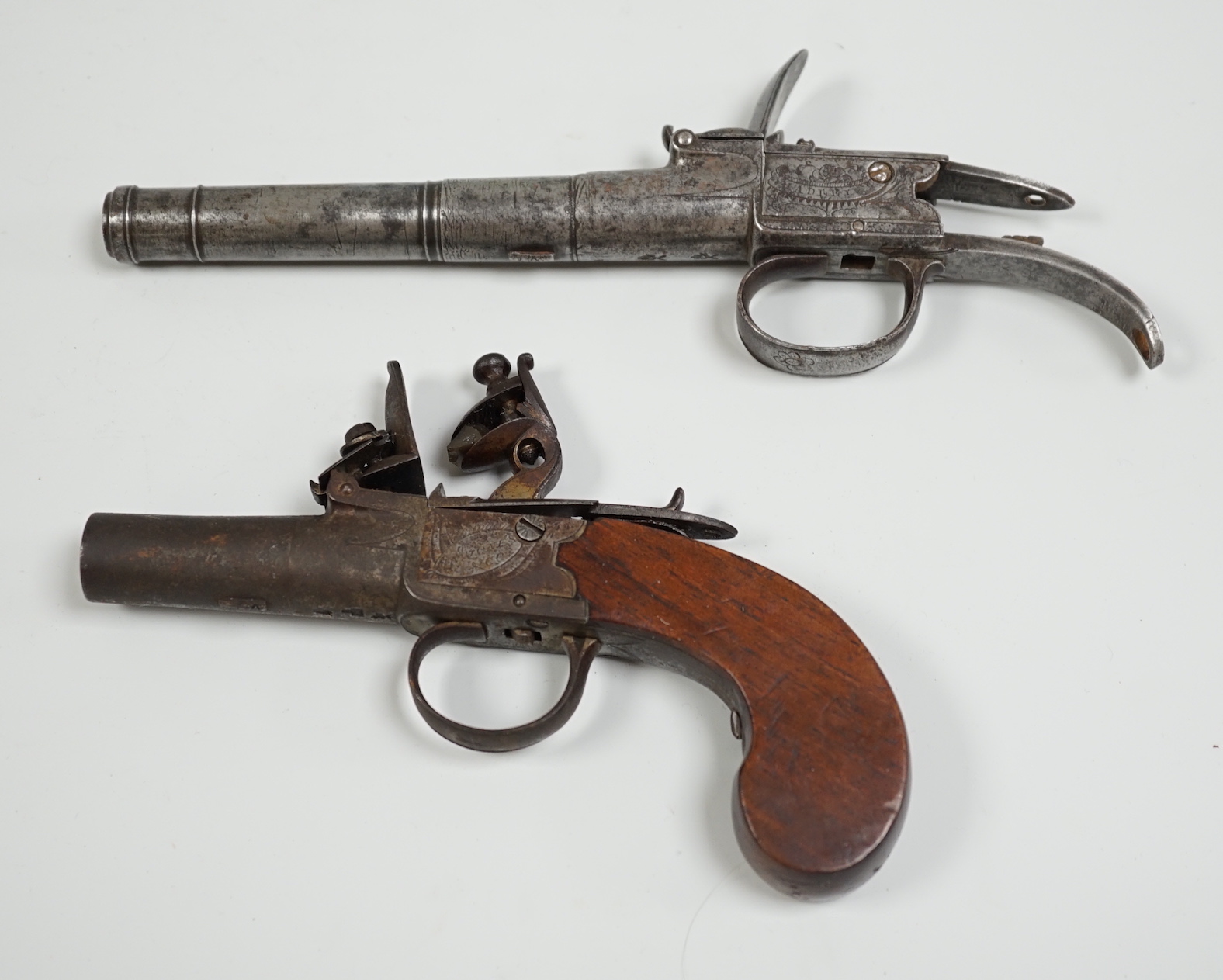 An 18th century flintlock pistol and another (a.f.)